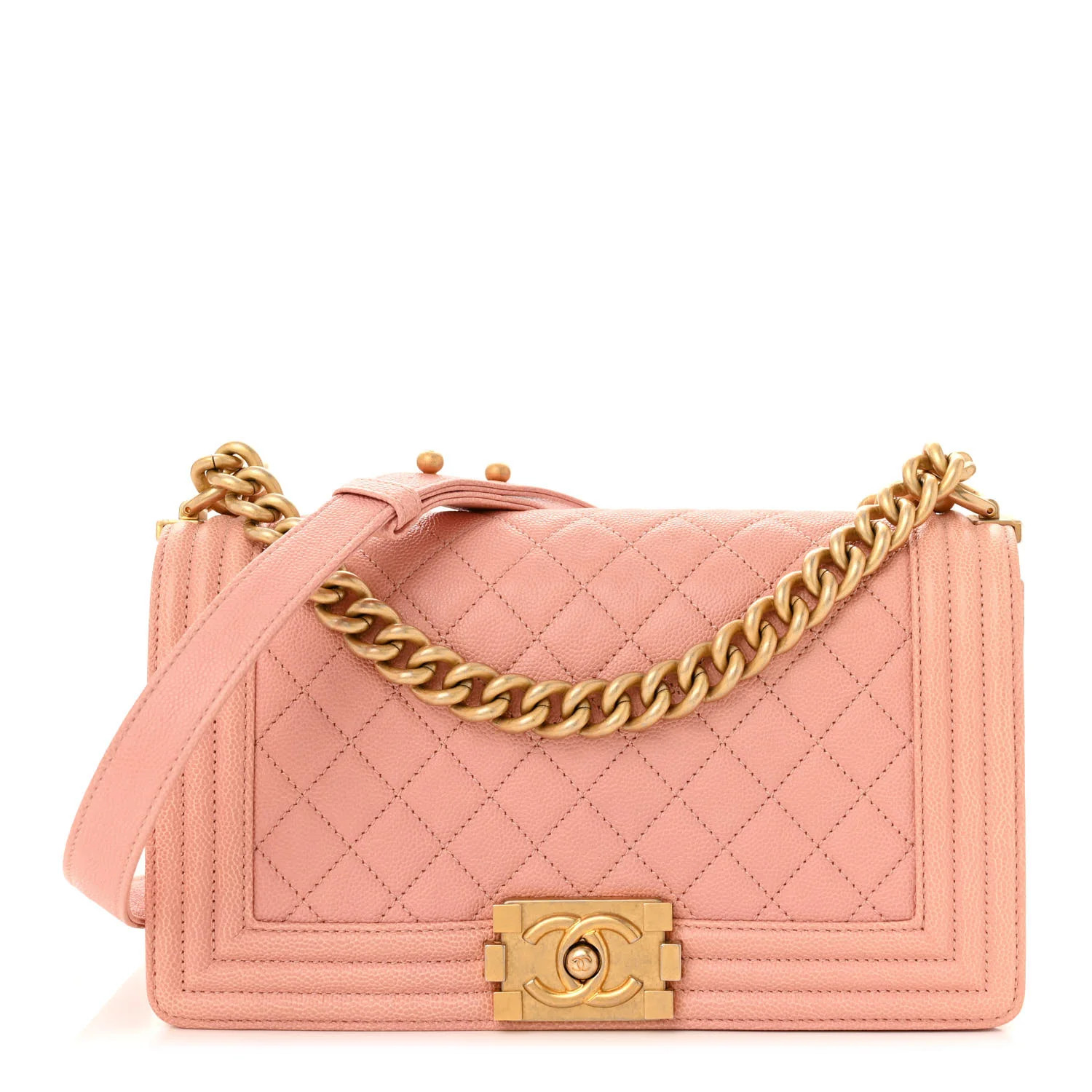 Caviar Quilted Medium Boy Flap Light Beige | FASHIONPHILE (US)