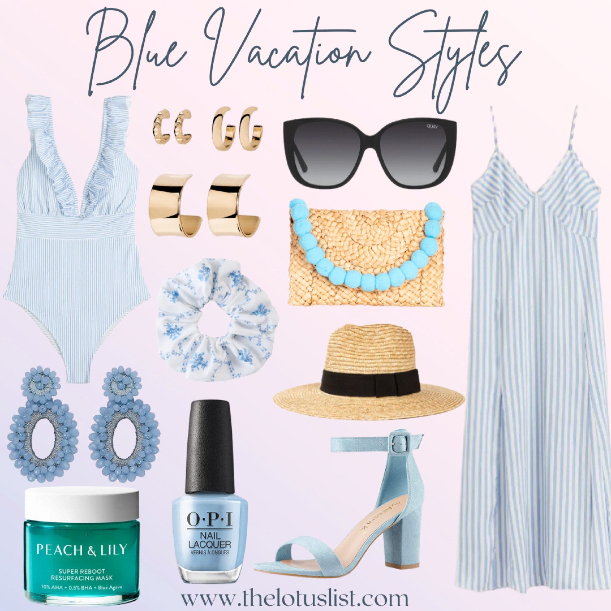 Blue Vacation Styles

LTKunder100 / LTKunder50 / LTKbeauty / LTKitbag / LTKshoecrush / LTKcurves / LTKsalealert / LTKtravel / slip dress / vacation dress / vacation / vacation outfit / vacation outfits / vacation styles / it bag / it bags / vacation dresses / vacation outfit ideas / vacation outfit idea / sunglasses / travel outfit / travel outfits / dangle earrings / blue earrings / straw hat / straw hats / rattan bag / rattan bags / chunky heels / platform heels / blue platform heels / earrings / gold earrings / gold hoop earrings / sale / sale alert / bathing suit / swimsuit / swimsuits / striped swimsuit / striped swimsuits / vacation swimsuit / vacation swimsuits / sale / sale alert / clutch bag / clutch handbag 

#LTKSeasonal #LTKstyletip #LTKFind