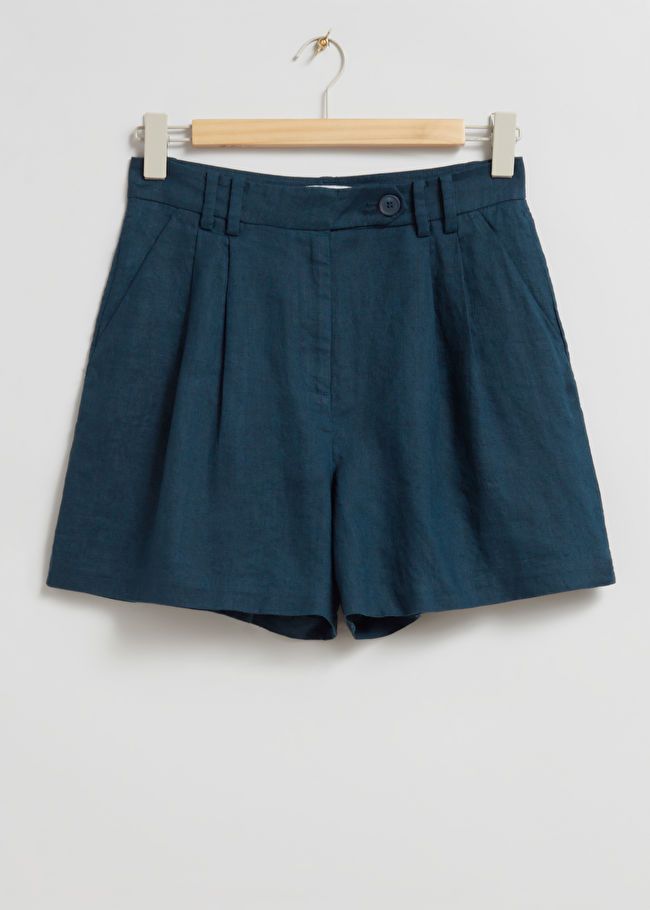 Relaxed Linen Shorts - Dark Blue - Shorts - & Other Stories US | & Other Stories US