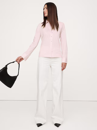 Silky Cotton Long-Sleeve Button-Down Shirt | Banana Republic (US)