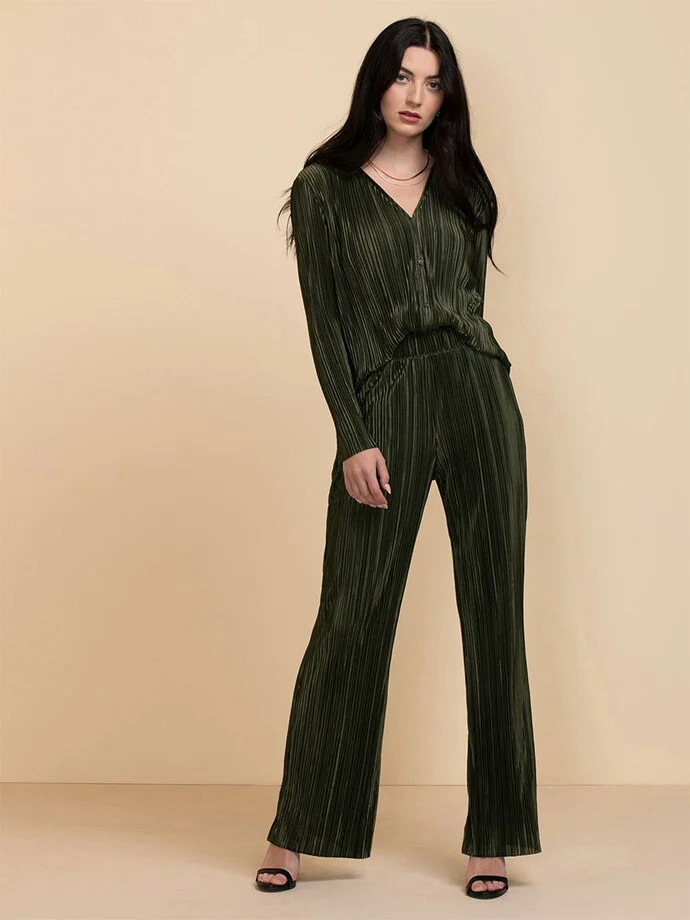 Plisse Button-Up Blouse | Ricki's