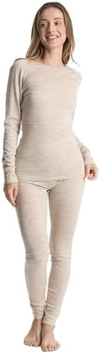 woolcano Women's 100% Merino Wool Base Layer Sets Lightweight Active Base Layer for Ski | Amazon (US)