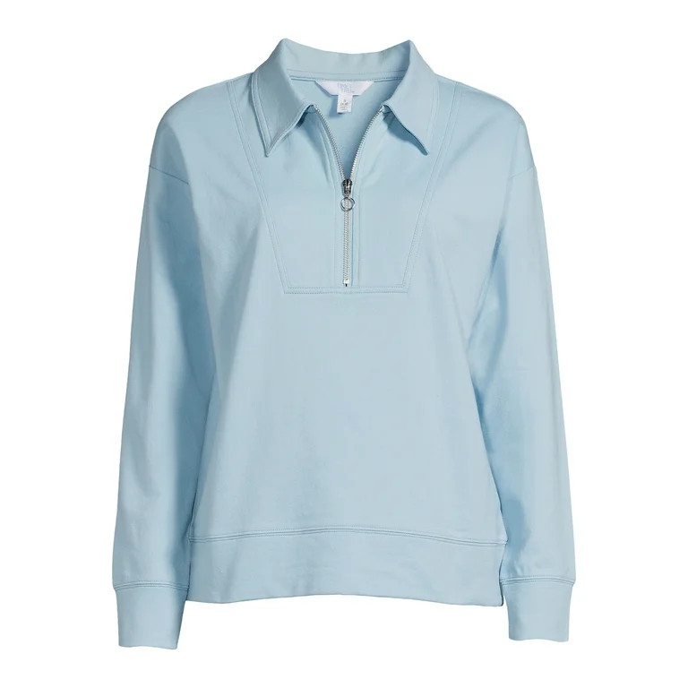 Time and Tru Women's Quarter Zip Sweatshirt | Walmart (US)