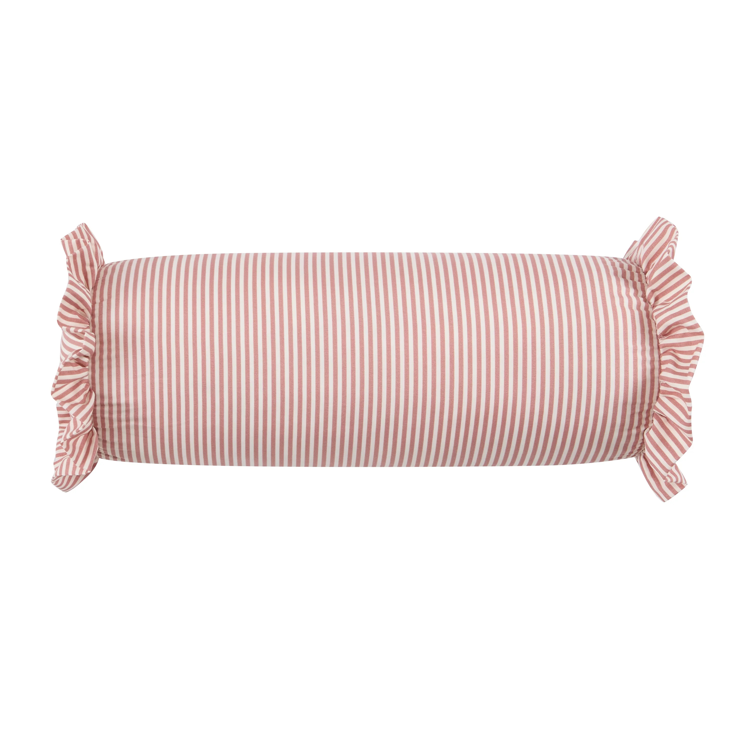 Home Decor Collection 8" x 20" Pink Striped Ruffle Bolster Decorative Pillow | Walmart (US)