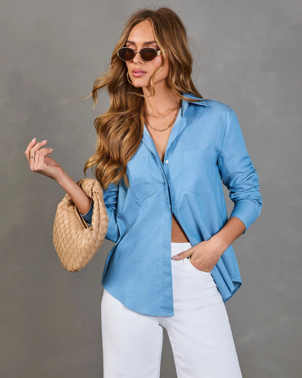 Bredan Button Down Chambray Top | VICI