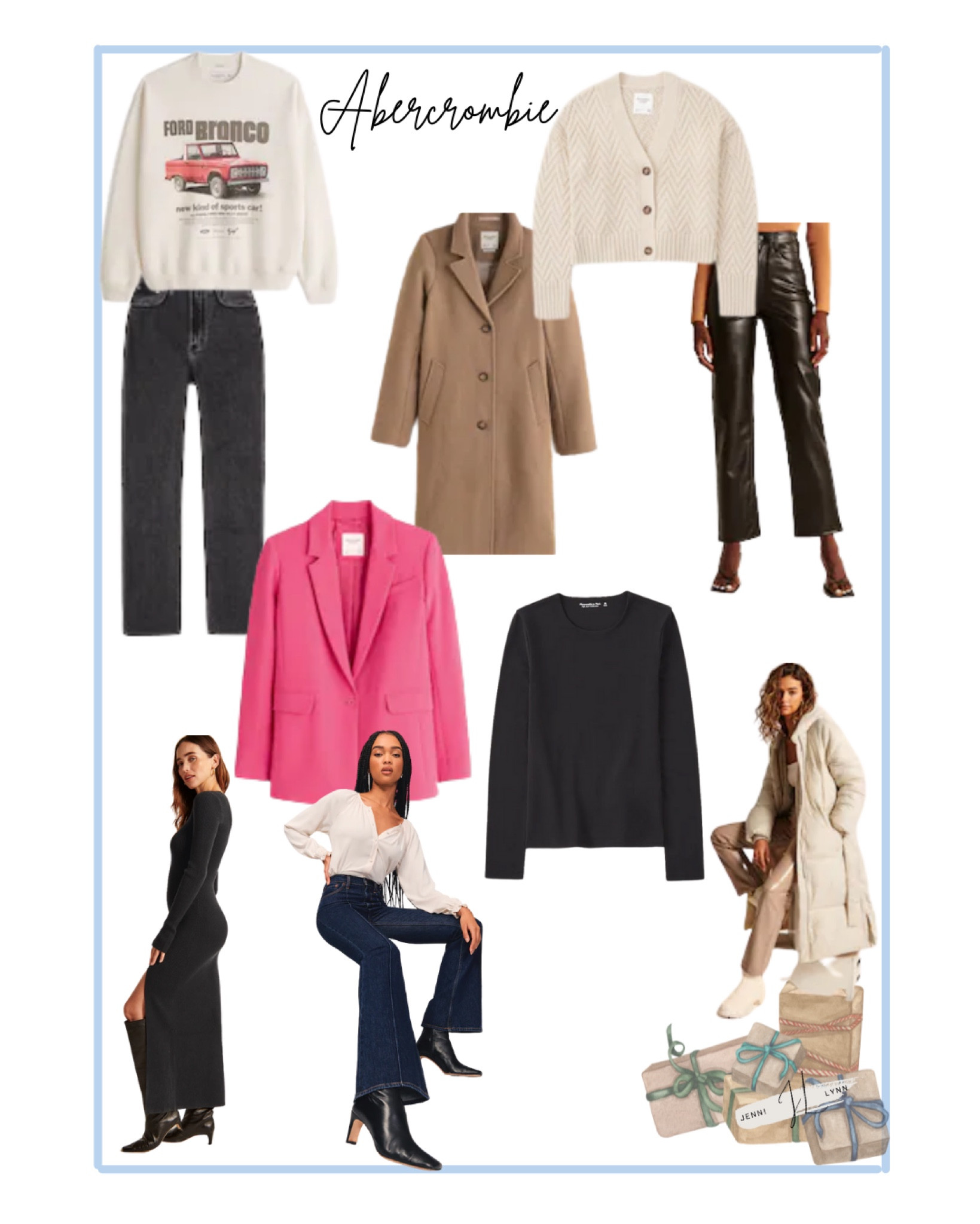 Abercrombie in app sale; graphic shirts; leather pants; dad coats; jeans; blazers; puffer; sweaters; holiday outfits; work wear; party outfits 

#LTKxAF #LTKsalealert #LTKGiftGuide