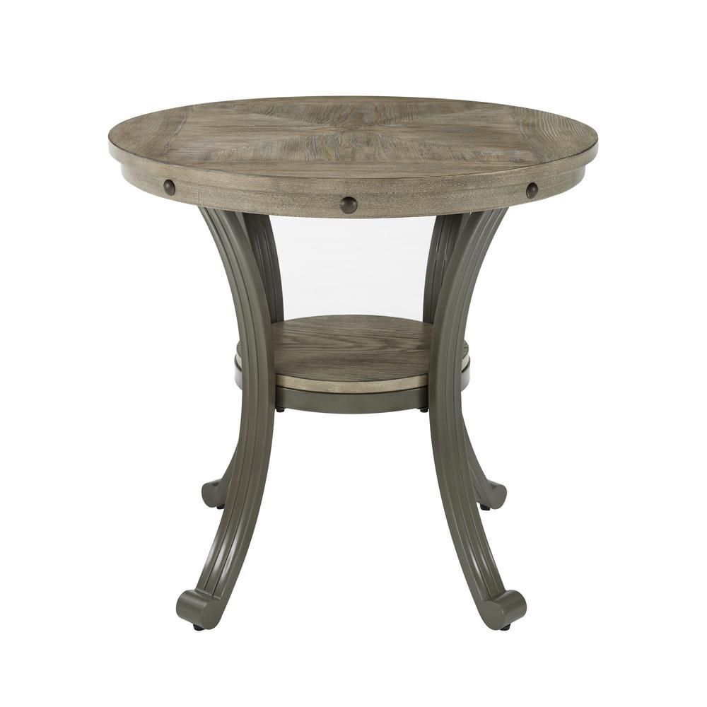 Powell Company Franklin Rustic Umber with Pewter Metal Side Table, Silver | The Home Depot