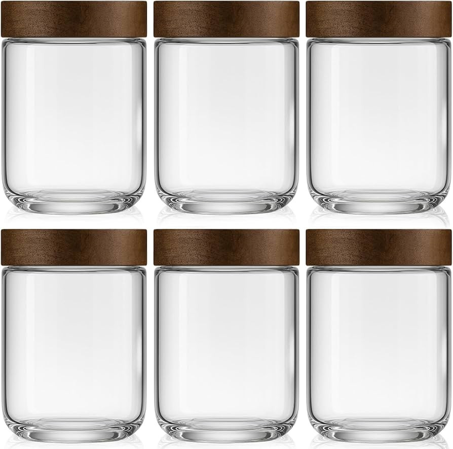 16oz 6 Pack Overnight Oats Containers with Lids, Glass Mason Jars with Acacia Wood Airtight Lids,... | Amazon (US)
