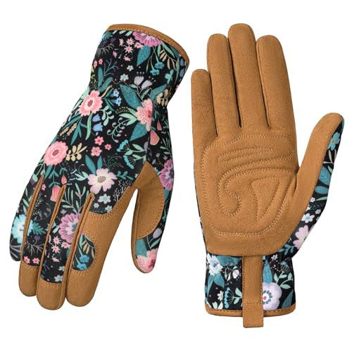 Pleneal Gardening Gloves for Women - Leather Garden Gloves Thorn Proof, Outdoor Protective Working Glove for Weeding | Amazon (US)