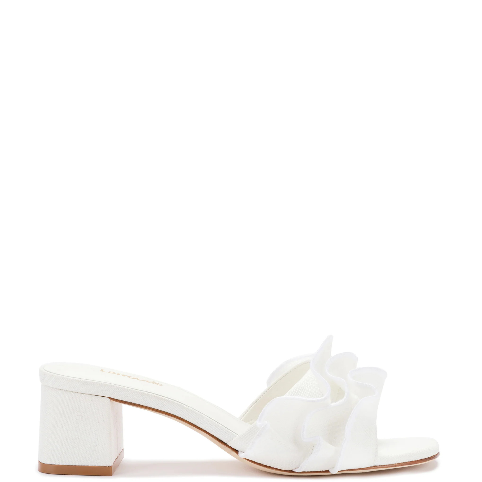 Brigitte Ruffle Mule In White Raffia | Larroude