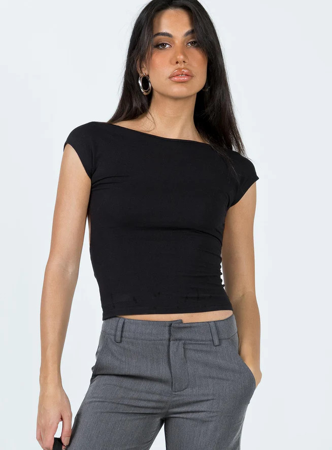 Rosalinda Top Black Lower Impact | Princess Polly US