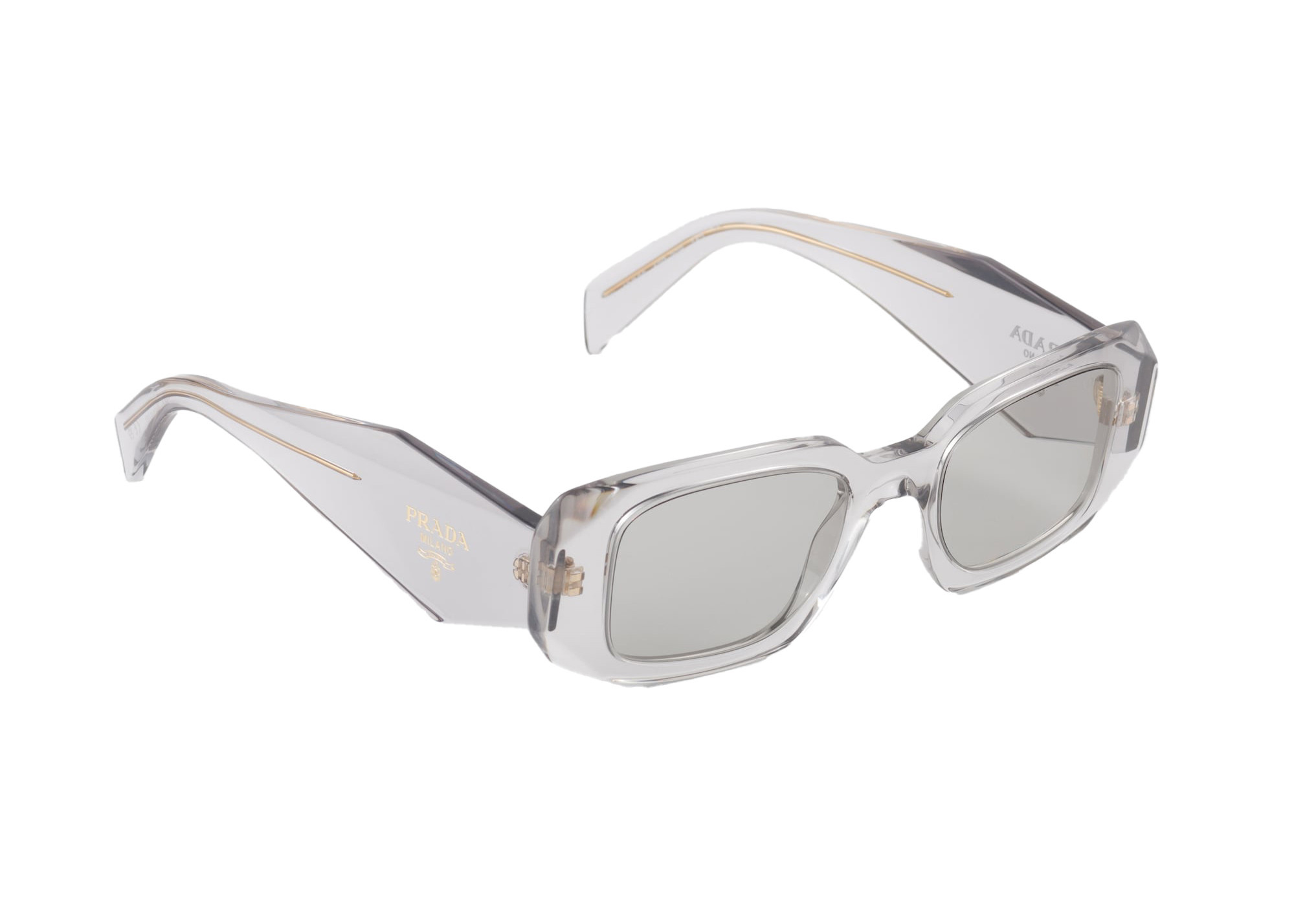 Prada Symbole Sunglasses in Clear/Light Grey (Spr17W_E12R_Fe30B_C_049) | StockX