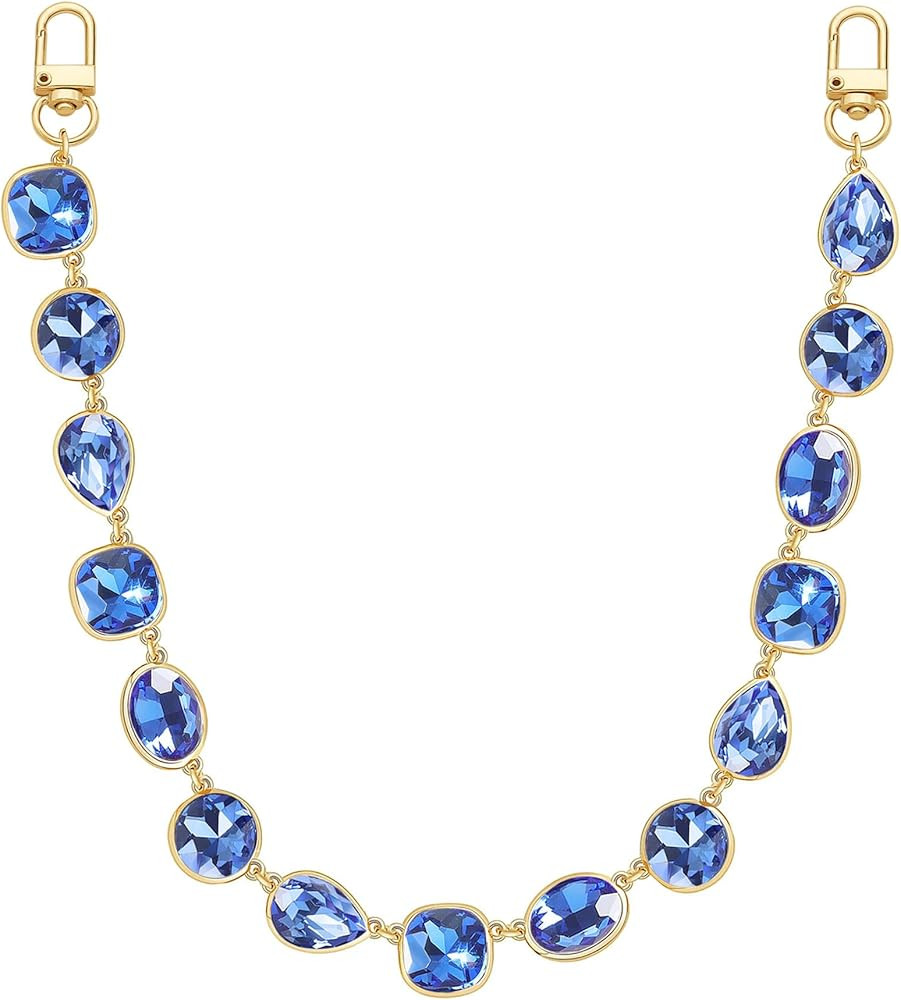 Plated Gold Clear Pink Blue Emerald Green Red Multicolor Gemstone Purse Bag Chain Charm | Amazon (US)