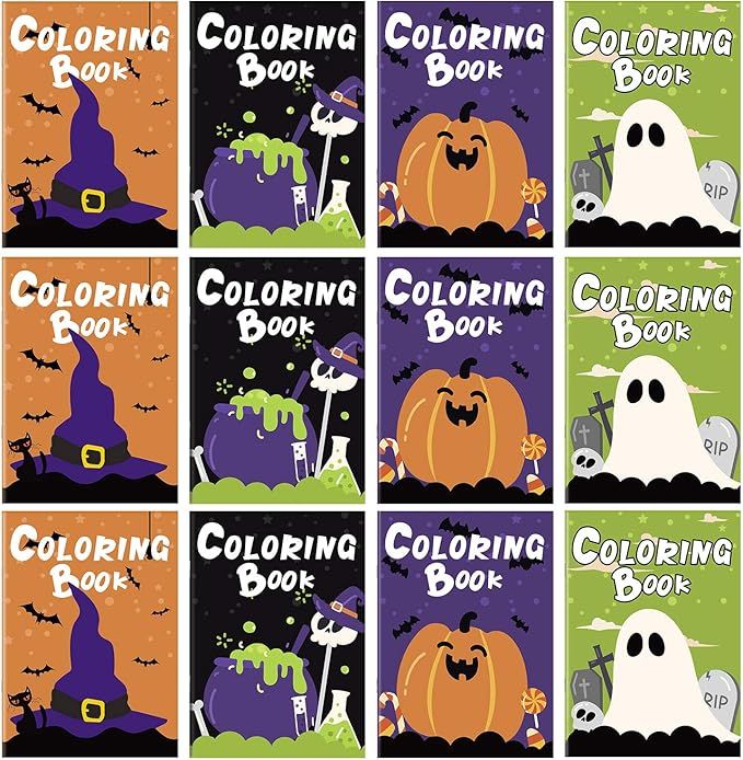 Elcoho 12 Pieces Halloween Coloring Activity Books Halloween Treats for Treat or Treaters, Hallow... | Amazon (US)