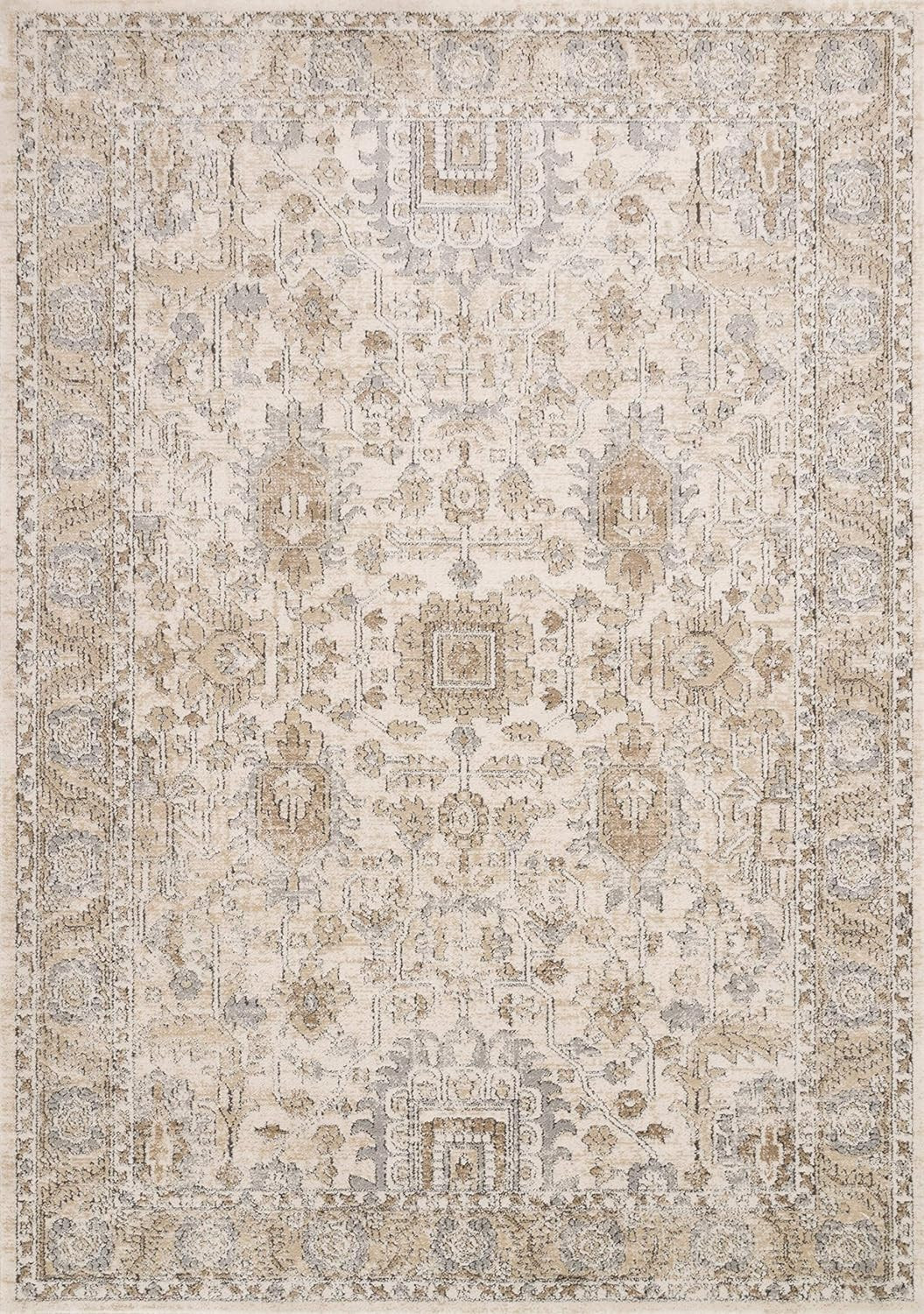Loloi II Teagan Collection TEA-03 Ivory / Sand 5'-3" x 7'-6", .25" Thick, Area Rug, Soft, Durable... | Amazon (US)