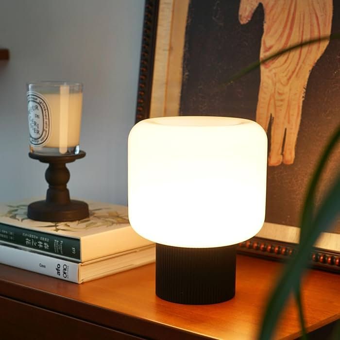 Halo Mushroom Lamp, 5W Cute Cordless Rechargeable Table Lamp with Glass Shade, 3 Color Temps LED ... | Amazon (US)