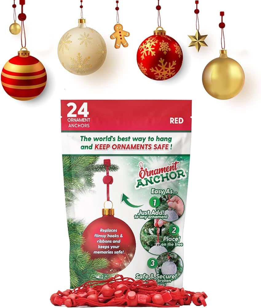 ORNAMENT ANCHOR Ornament Hooks for Hanging Christmas Decorations - No-Slip Hanging Hooks for Xmas... | Amazon (US)