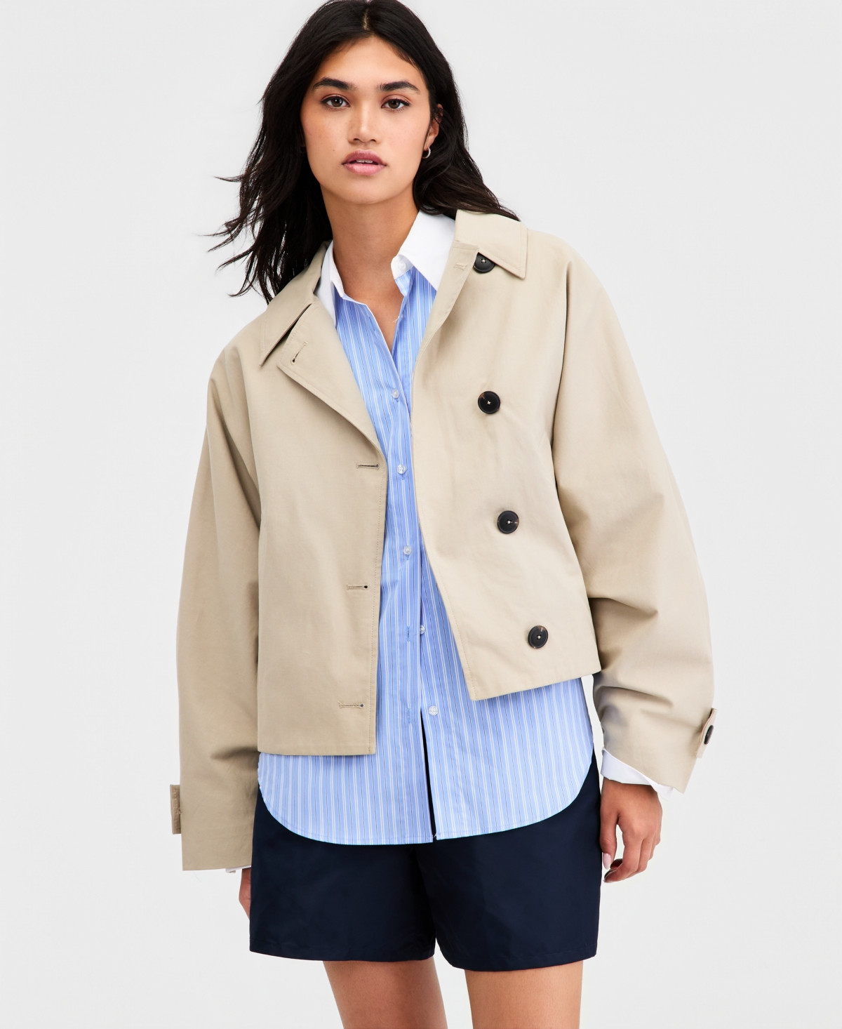 Bar III Women's Oversized Cropped Trench Jacket, Macy's Exclusive - Macy's | Macy's