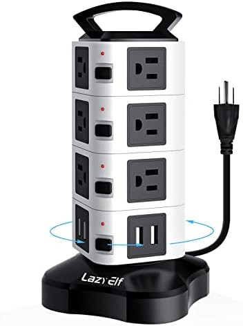 Power Strip Tower-Lazy Elf Surge Protector 14 Wide Outlets with 4 USB Ports, 6.5 feet Extension C... | Amazon (US)