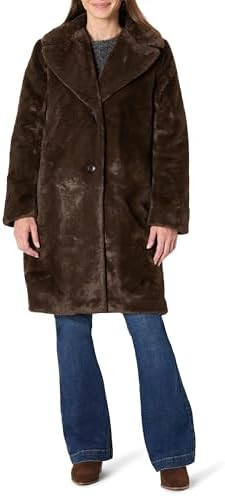 Amazon Essentials Womens Relaxed-Fit Long Faux Fur Coat with Lapel Collar | Amazon (US)