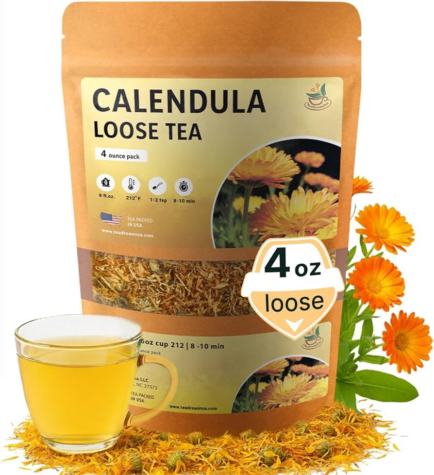Calendula Loose Tea – 4 oz Size - Marigold & Dried - Calendula Tea Bulk Flowers Gluten-Free and... | Amazon (US)