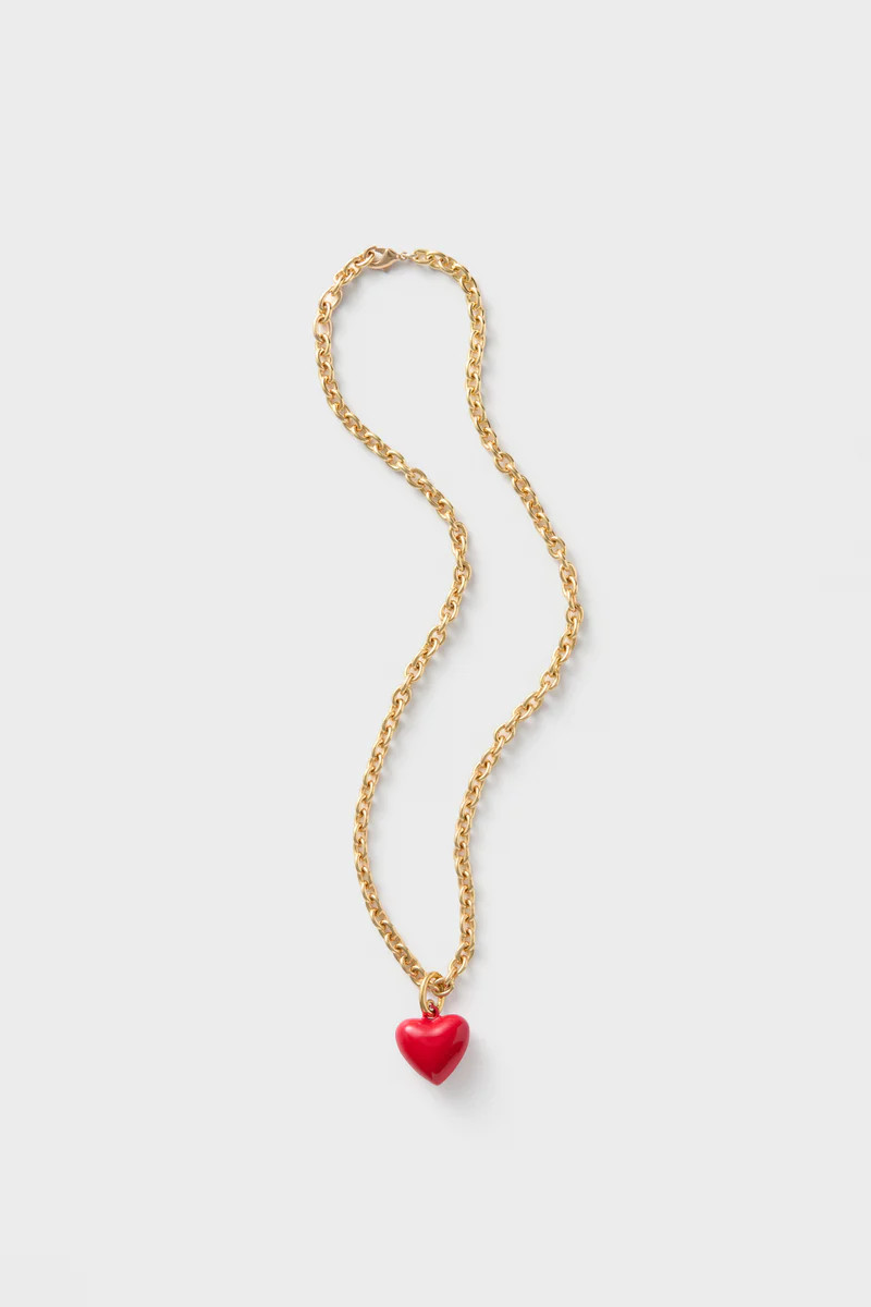Gold and Cherry Red Mini Happy Heart Necklace | Tuckernuck (US)