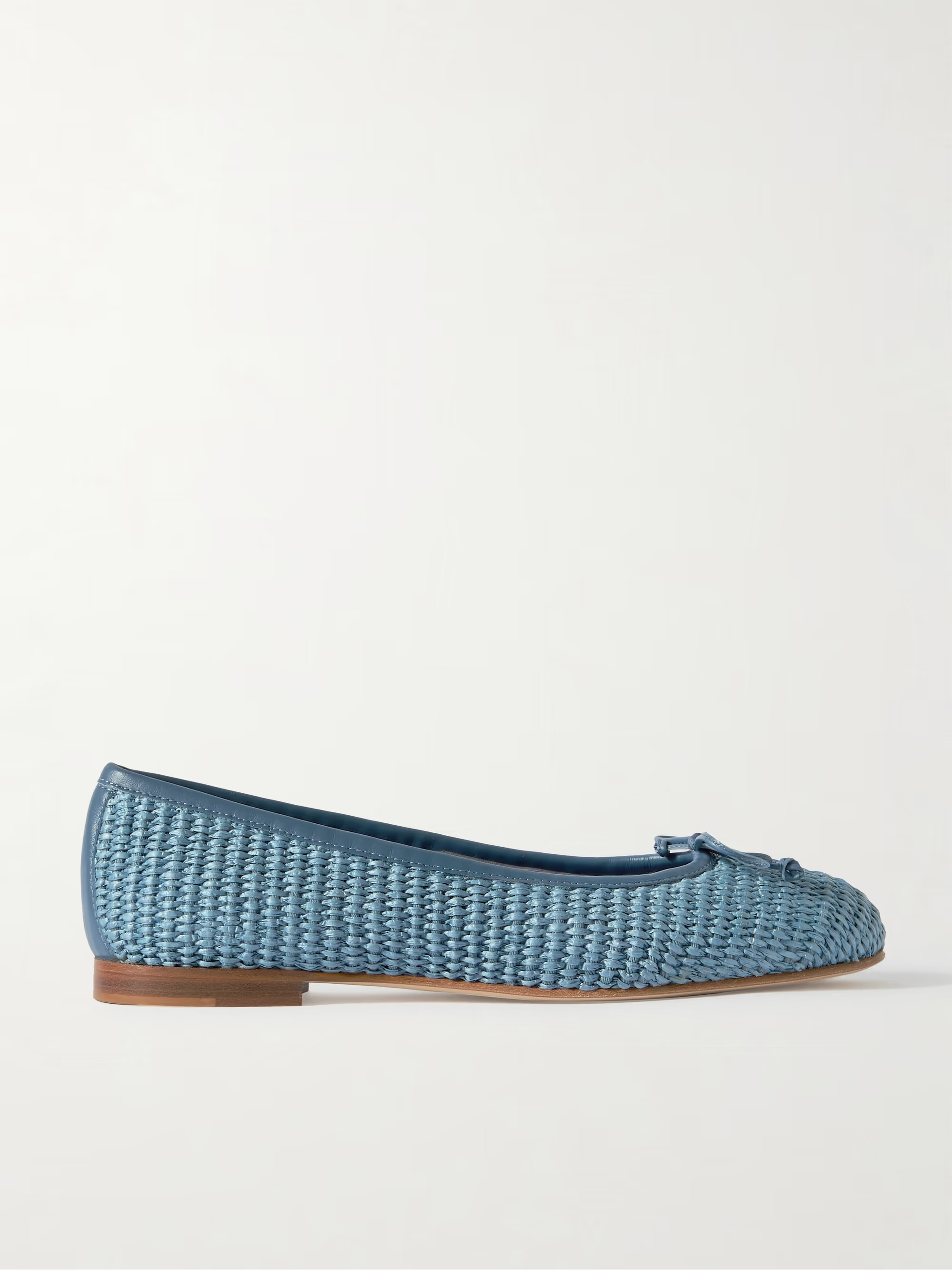 Veralli leather-trimmed raffia ballet flats | NET-A-PORTER APAC