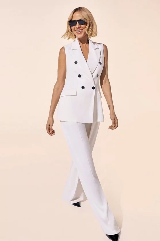 Soft Tailored Double Breasted Sleeveless Tailored Blazer | Karen Millen US