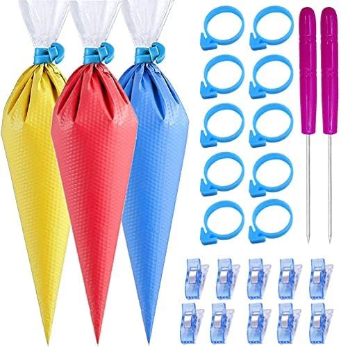 122Pieces Tipless Piping Bags - 100pcs Disposable Piping Pastry Bag for Royal Icing/Cookies Decor... | Amazon (US)