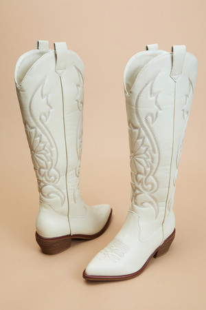 Kolt Stitched Western Boot in Ivory | Altar'd State | Altar'd State