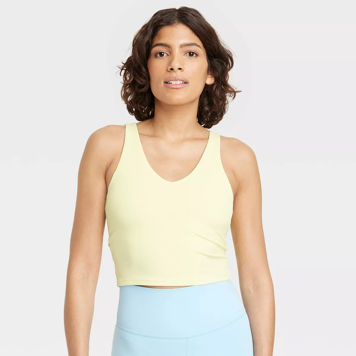 Women's Flex Light Support Rib V-Neck Crop Sports Bra - All In Motion™ | Target