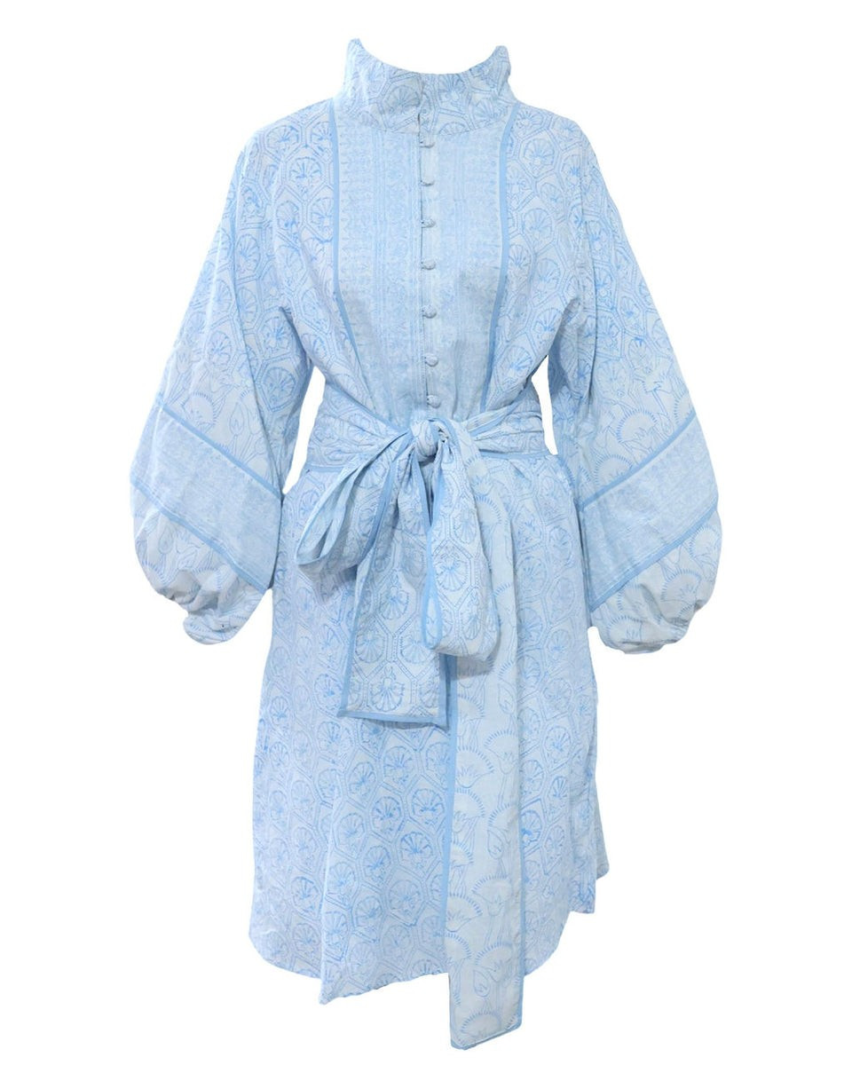 Sue Sartor Flounce™️ Shorty | Blue Thistle & Dianthus Bloom On White | SUE SARTOR