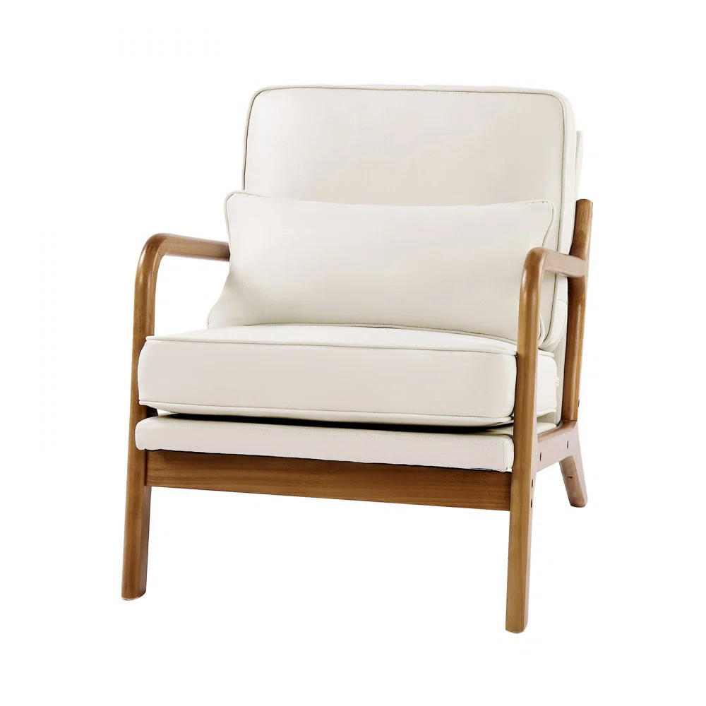 Mid-Century Modern Accent Chair Linen Fabric Armchair with 5.7 in Cushion | Wayfair North America