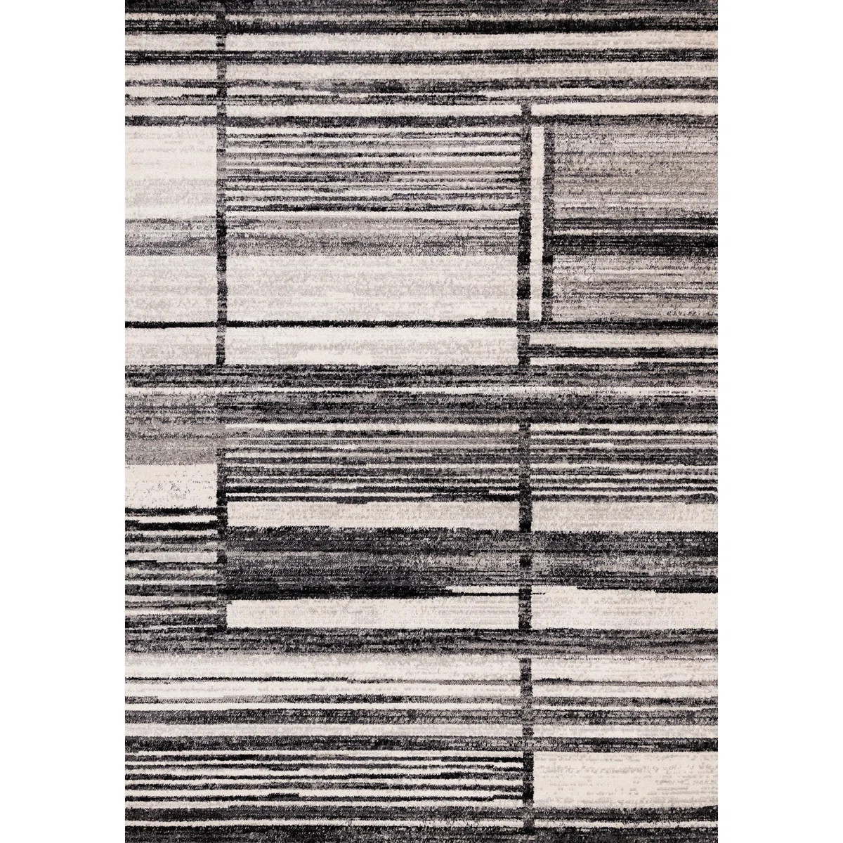 Torrica Cream Grey Black Contemporary Modern Striped Area Rug | Wayfair North America