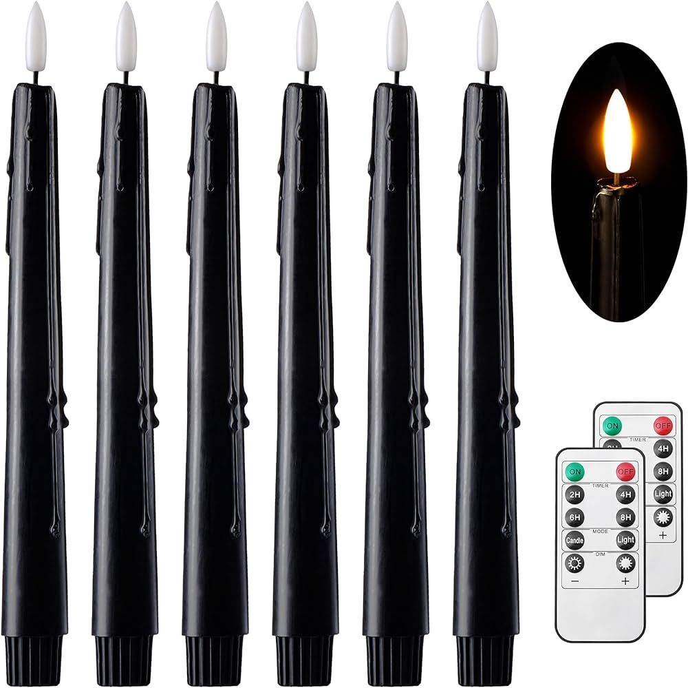 Stmarry Black Real Wax LED Flameless Taper Candles with Remote and Timer, 9.65 Inch Flameless Can... | Amazon (US)