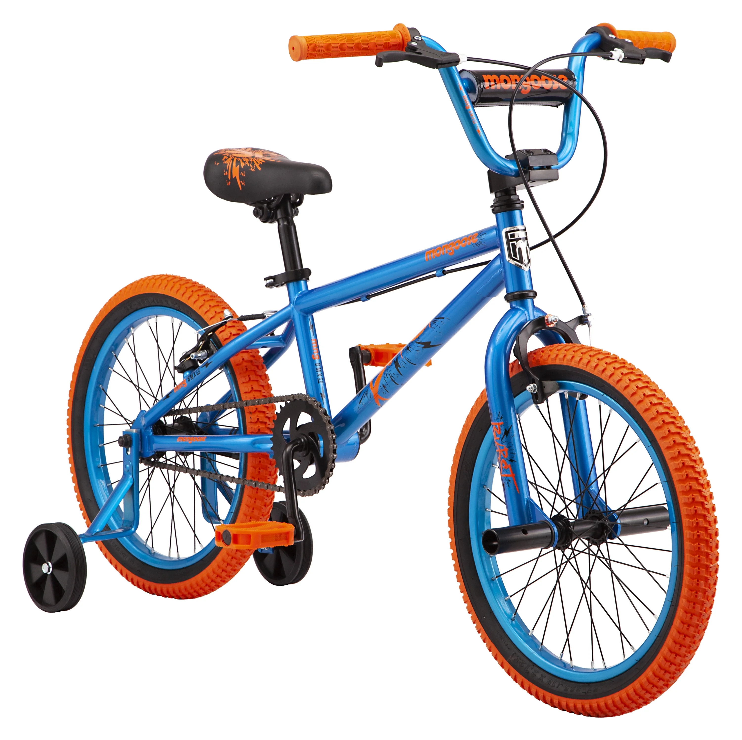 Mongoose Burst Kids Bicycle, Single Speed, 18 In. Wheels, Blue and Orange | Walmart (US)