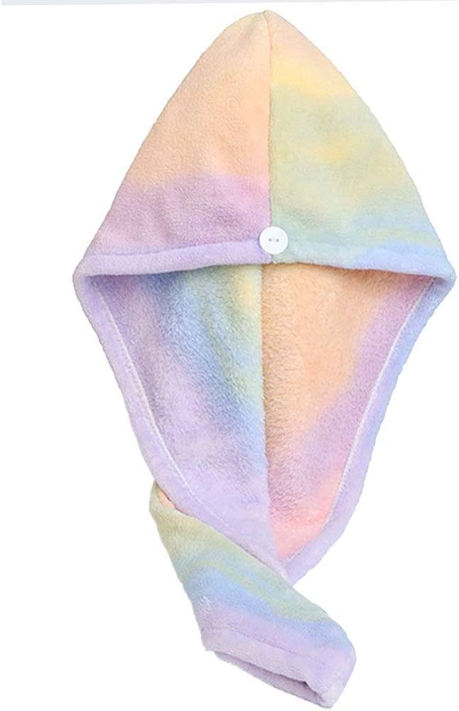 Microfiber Hair Drying Wrap Towel for Women Turban Fast Dry Multicolored | Amazon (US)