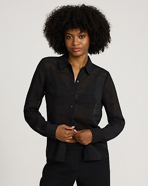 Sheer Poly Striped Portofino Shirt | Express