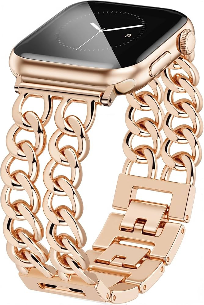 JR.DM Rose Gold Watch Bands for Women Compatible with Apple Watch 38mm 40mm 41mm 42mm (S10/11) Ad... | Amazon (US)
