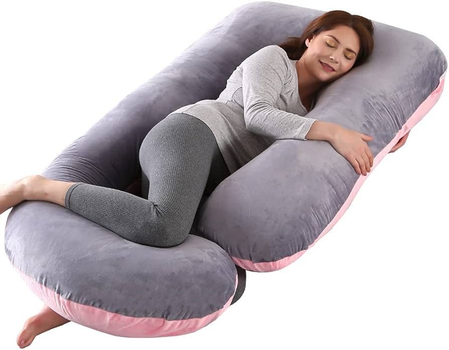 Wndy's Dream 60 inch Pregnancy Pillow with Removable Velvet Cover, Side J Type Full-Body Pillow f... | Amazon (US)