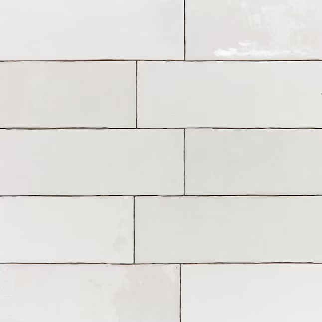 Boutique Ceramic Zellige French Canvas White 3-in x 9-in Glazed Ceramic Subway Standard Wall Tile... | Lowe's