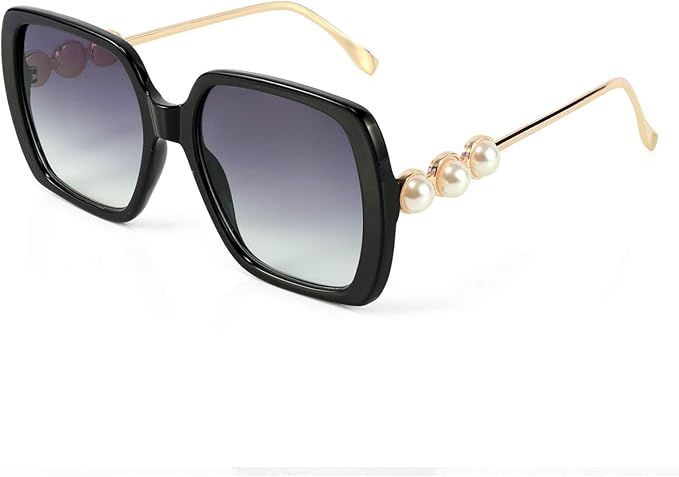 Karsaer Elegant Oversized Square Women Sunglasses Pearl Oversized Jackie O Women Shades K7059 | Amazon (US)