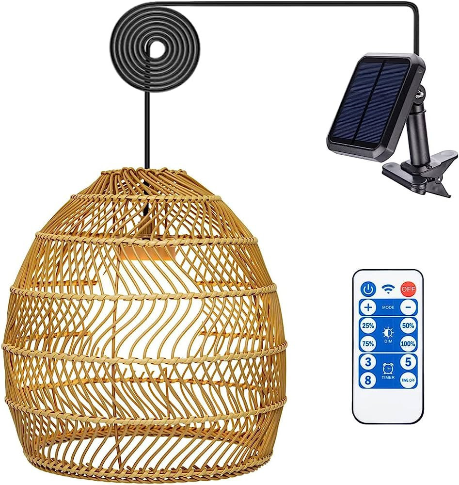 Wonder Solar Pendant Lights Outdoor - Solar Hanging Lanterns with Remote Dimmable Outdoor Chandel... | Amazon (US)