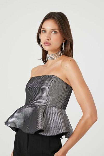 Metallic Peplum Tube Top | Forever 21 (US)