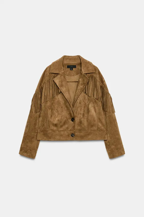 FAUX SUEDE FRINGE JACKET | Zara US