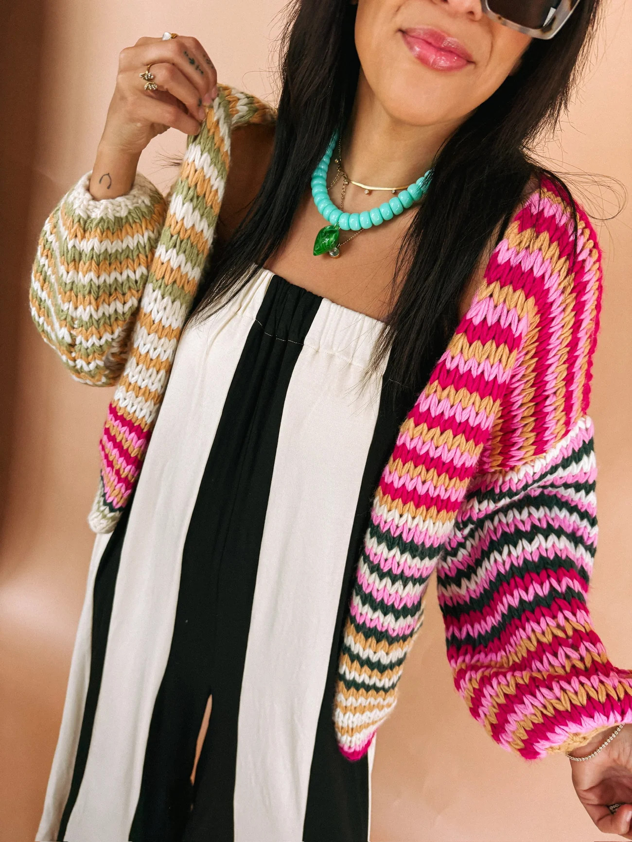 rush hour multicolor cardigan - pink | Etta+East
