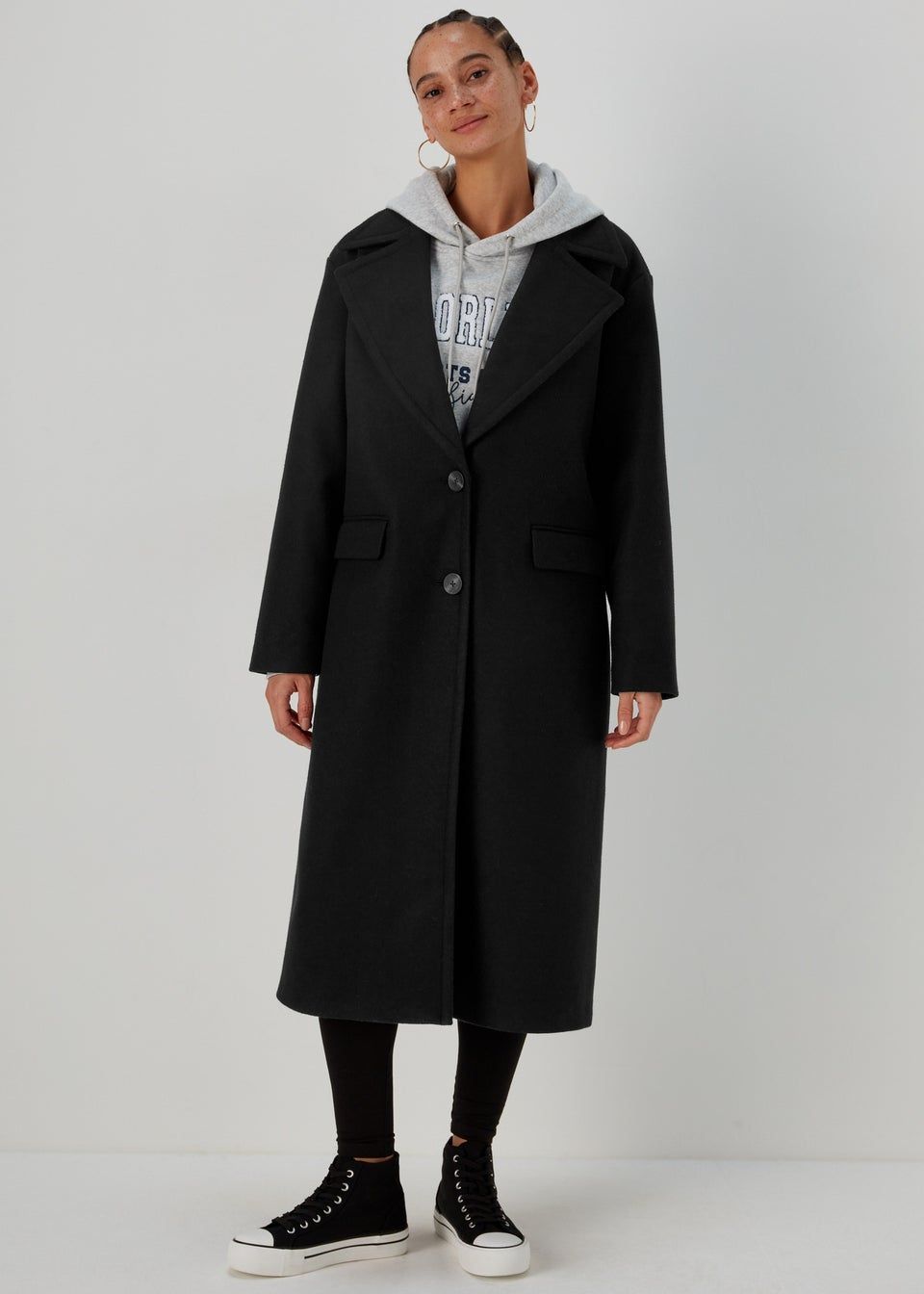 Black Super Long Coat - Size 8 | Matalan (UK)
