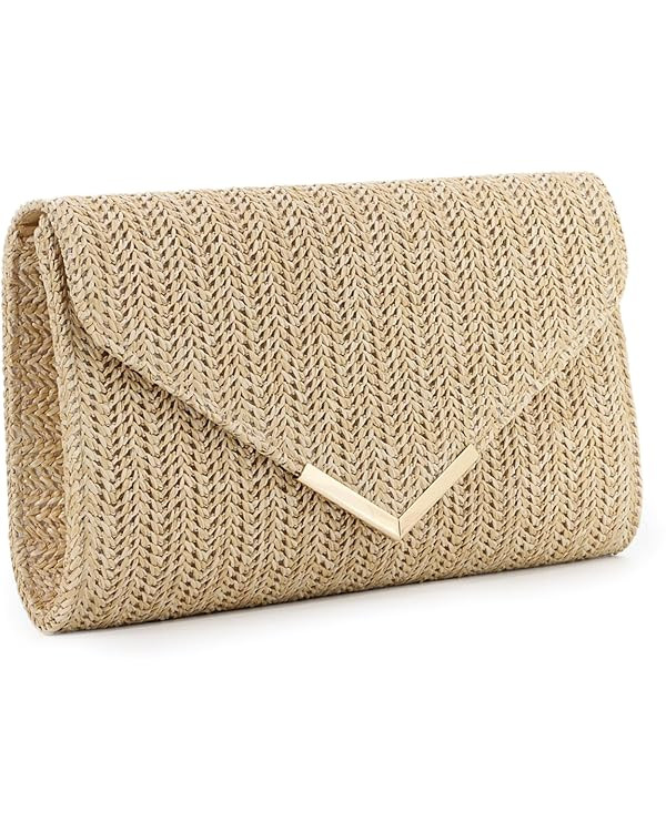 GOKTOW Straw Clutch Purse Raffia Rattan Summer Evening Bag Woven Beach Handbags for Women Wedding... | Amazon (US)