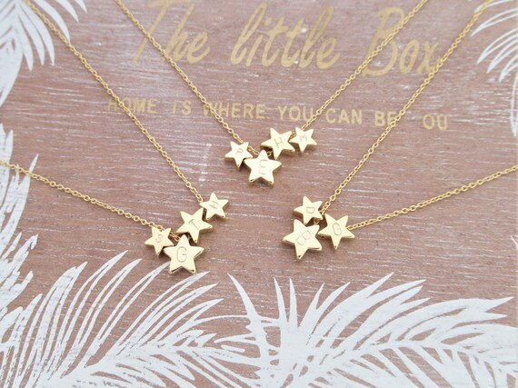 Gold celestial necklace, 3 4 Star Necklace, Delicate Mother necklace, Customizable Sisters Neckla... | Etsy (US)