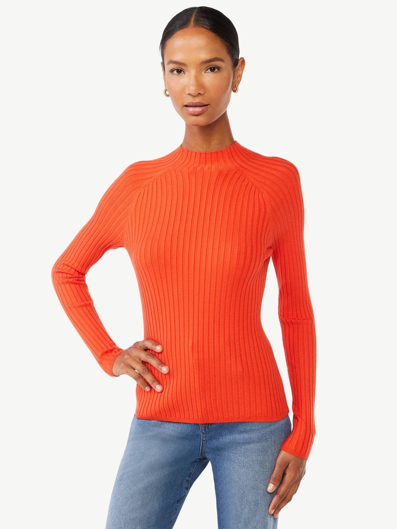 Scoop Women's Flat Rib Turtleneck Sweater | Walmart (US)